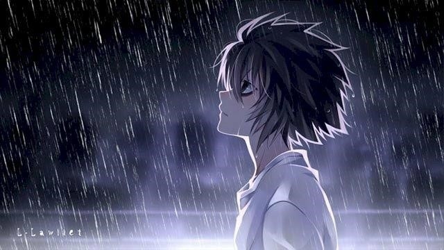 Hình ảnh của một chàng trai anime buồn.