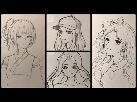 Hình ảnh cho Vẽ anime nữ đơn giản bằng bút màu.