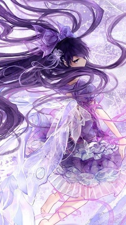 Hình ảnh của một bức tranh anime đáng yêu màu tím.