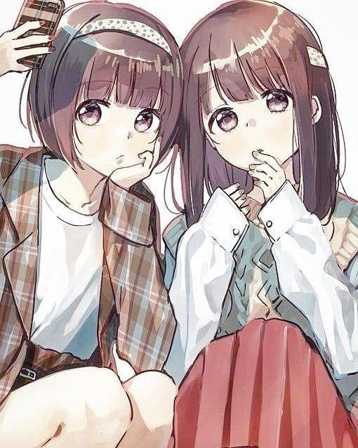 Hình ảnh của cặp bạn thân trong anime dễ thương.