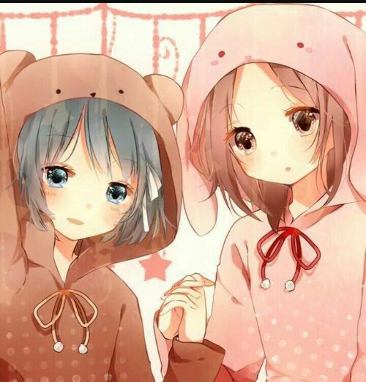 Hình ảnh của cặp bạn thân trong anime dễ thương.