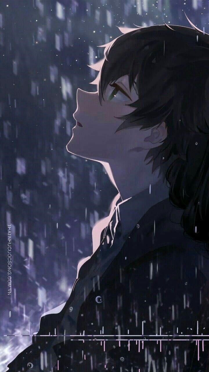 Ảnh anime mưa buồn nam mang đến một cảm giác u ám và lạnh lẽo, với những đường nét mềm mại và màu sắc tối tăm tạo nên một không gian đầy cảm xúc và đau thương.