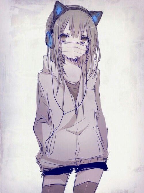 Hình ảnh cực cool của cô gái anime đeo mặt nạ.