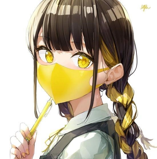 Hình ảnh cô gái anime đeo mặt nạ.