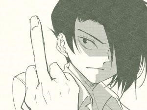 Hình ảnh nhân vật anime hiển thị ngón tay trung lập, mới nhất.