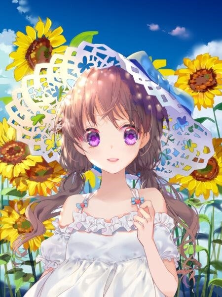 Hình ảnh anime hoa hướng dương xinh đẹp, đáng yêu.