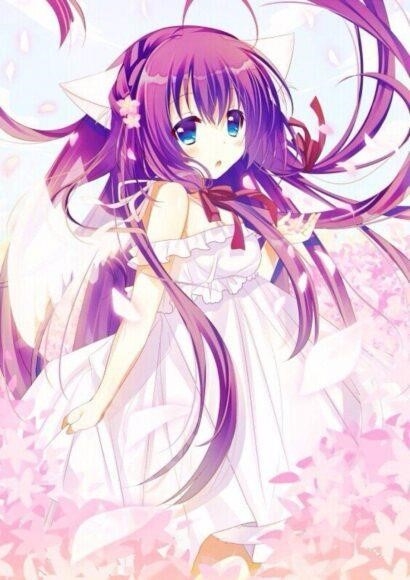 Hình ảnh của cô gái Anime với mái tóc màu tím đẹp nhất.