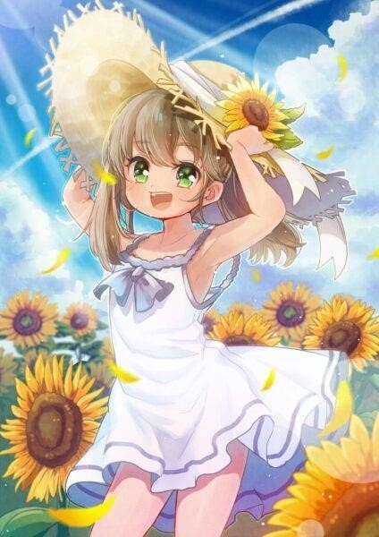 Hình ảnh manga cùng khu vườn hoa hướng dương rất đẹp
