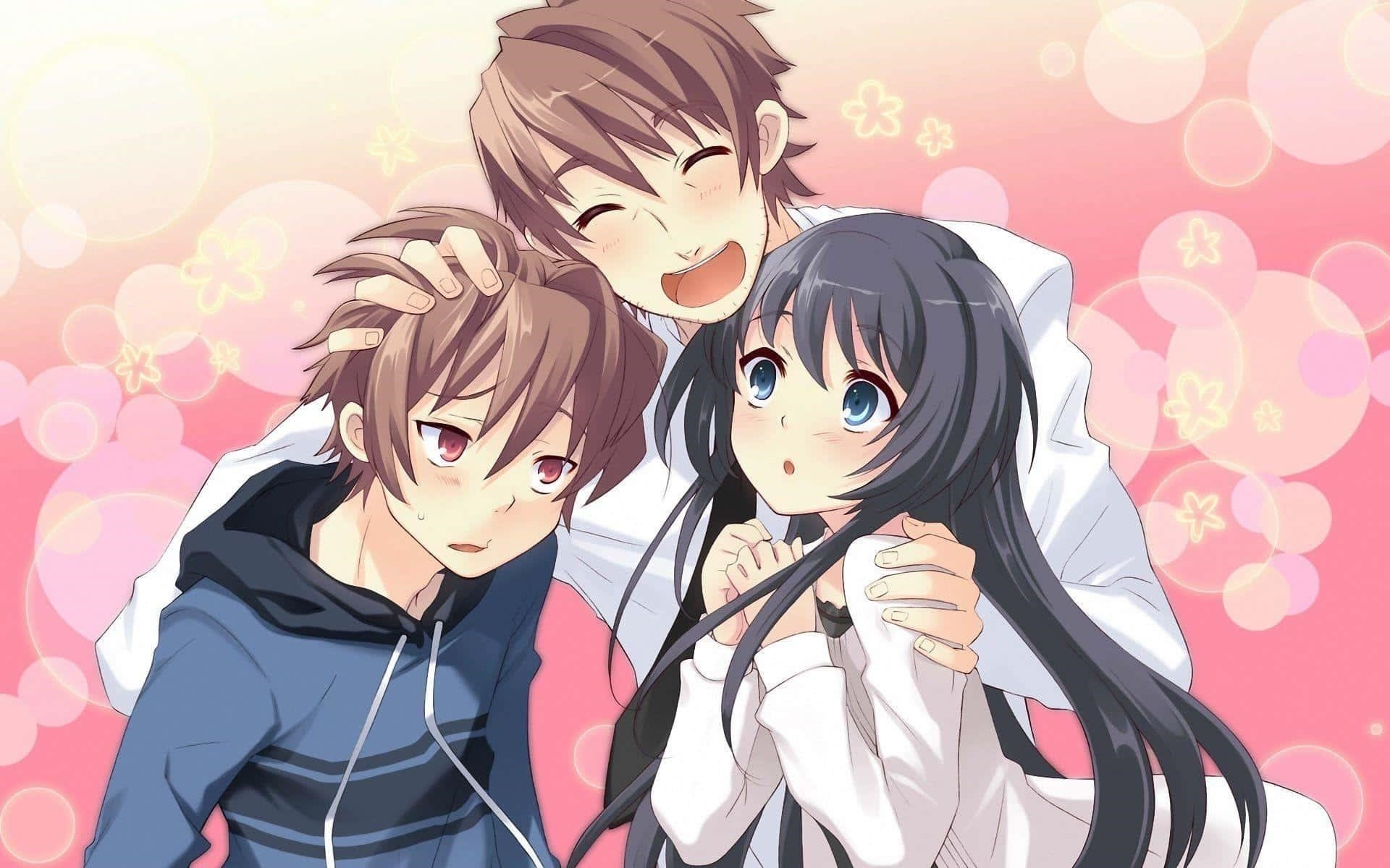 Hình ảnh của một nhóm Anime gồm hai chàng trai và một cô gái đáng yêu nhất.