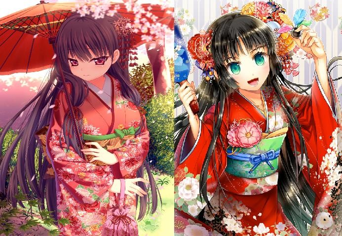 Ảnh anime mặc kimono xinh xỉu thể hiện nét đẹp truyền thống và tinh tế của văn hóa Nhật Bản, với sự kết hợp tinh tế giữa trang phục kimono và phong cách hoạt hình anime.