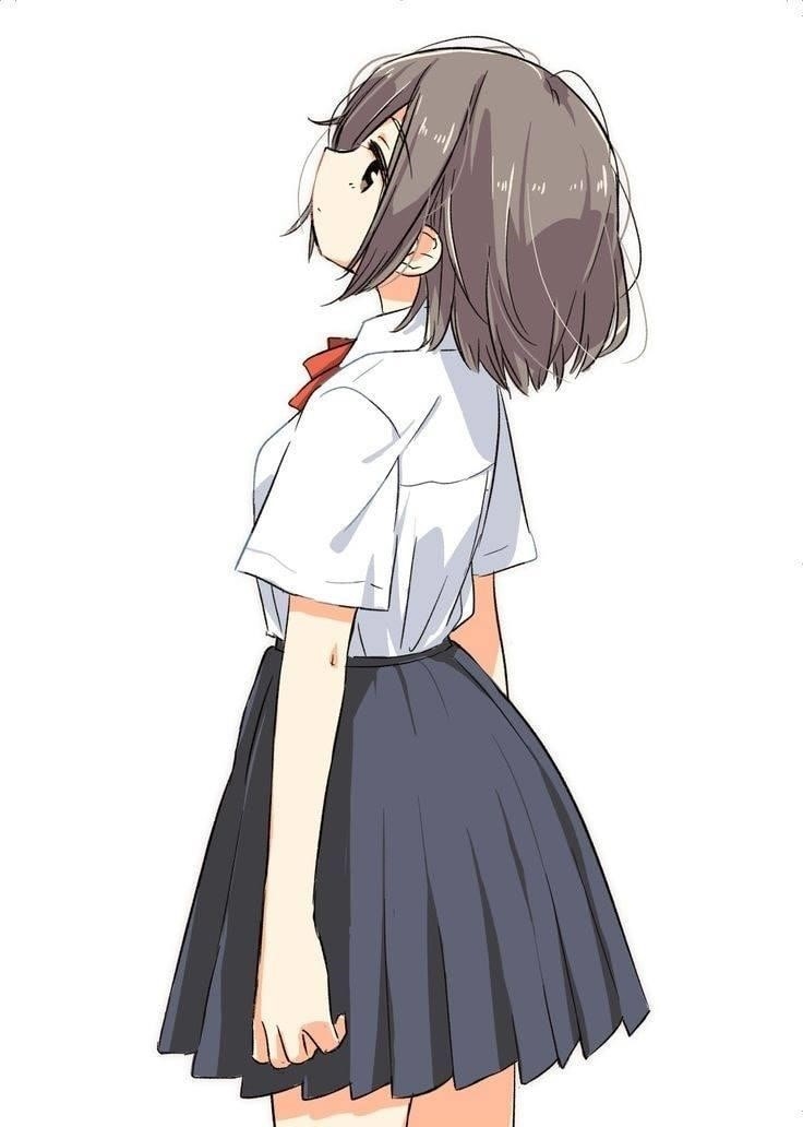 Hình Anime nữ tóc cắt ngắn học sinh.