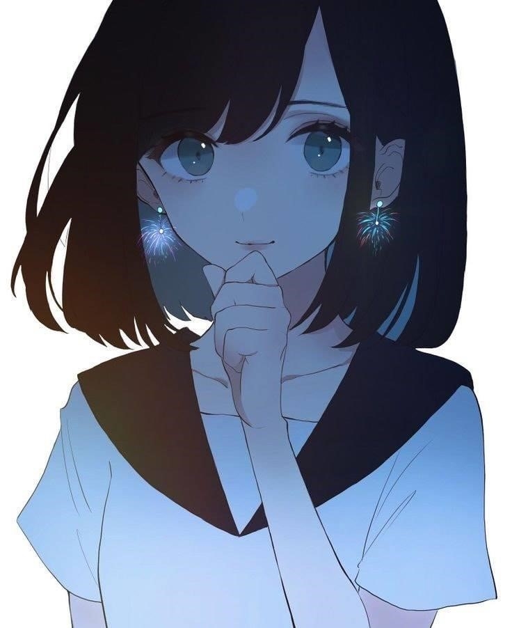 Hình Anime cô gái tóc ngắn rất dễ thương.