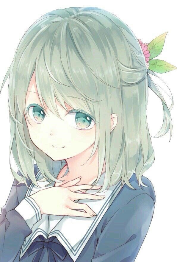 Hình Anime cô gái tóc ngắn đáng yêu.