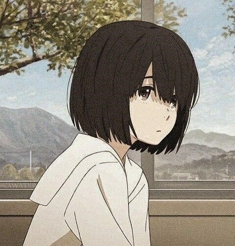 Hình Anime nữ tóc cắt ngắn xinh đẹp đáng thương.