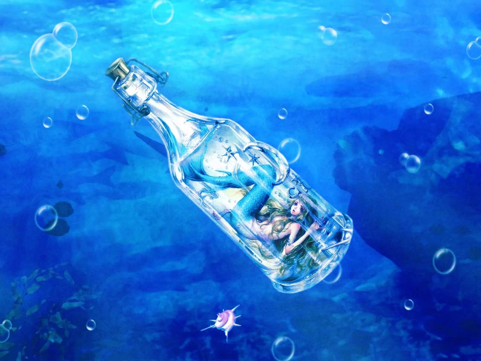 Hình nền Manga trong lọ thủy tinh cô tiên cá