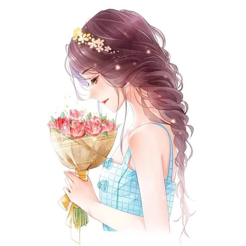 Hình ảnh cô gái nắm bó hoa xinh đẹp, tươi sáng, dễ thương nhất.