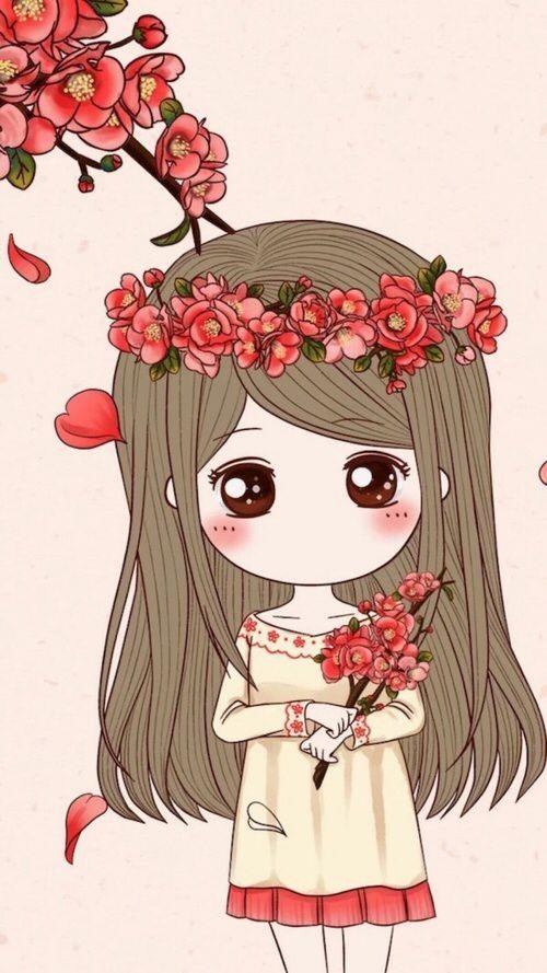 Hình cô gái cute cầm hoa thể hiện vẻ đẹp dịu dàng và tinh tế, mang đến cảm giác ngọt ngào và lãng mạn.