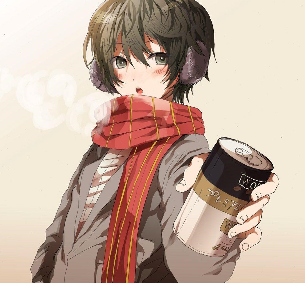 Hình Anime nam uống nước trà sữa độc đáo.
