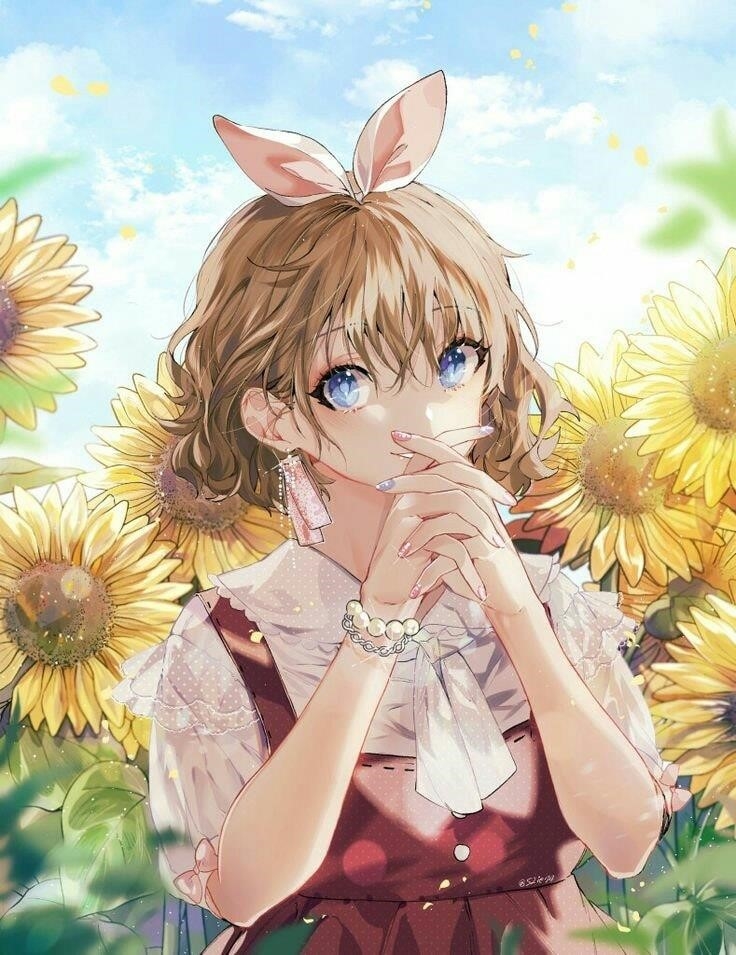 Hình ảnh Anime Hoa Hướng Dương đẹp, đáng yêu.