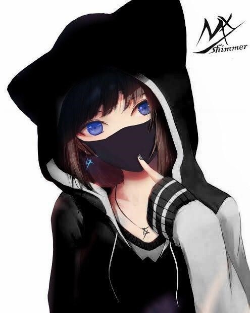 Hình ảnh của một cô gái Anime có tính cách lạnh lùng và phong cách đen trắng.