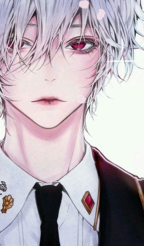 Ảnh về nhân vật nam trong anime có mái tóc màu trắng và đôi mắt màu đỏ.
