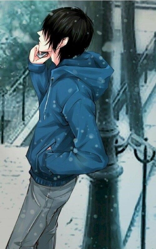 Cảnh anime tuyết rơi một mình