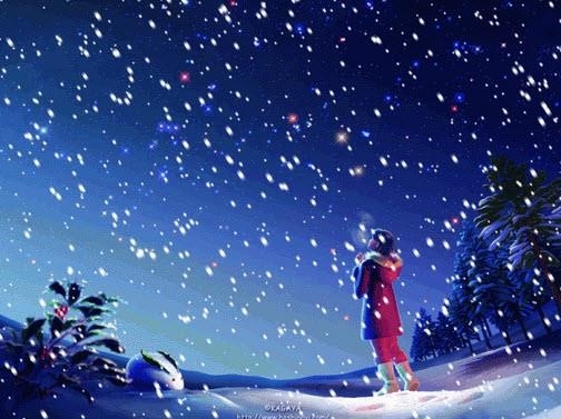 Hình ảnh anime tuyết rơi vô cùng tuyệt đẹp.