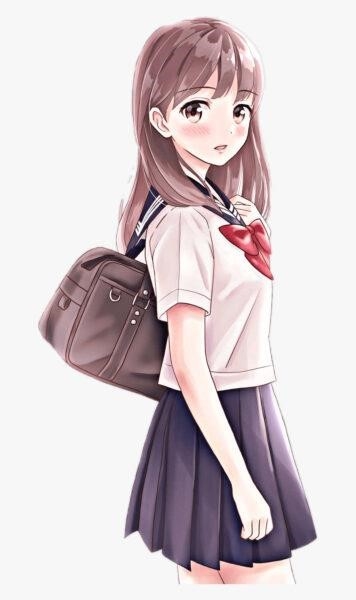 Hình ảnh cô gái học sinh dễ thương anime.