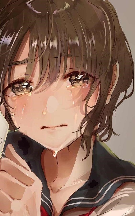 Hình ảnh cô gái Anime đang khóc đau lòng.