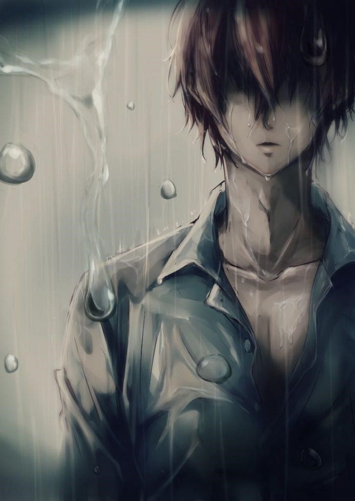 Hình ảnh chàng trai trong anime đang khóc đau lòng