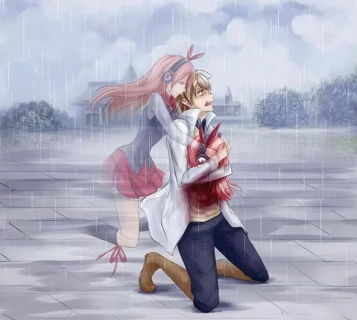 Hình ảnh anime đau buồn, rơi nước mắt vì tình yêu.