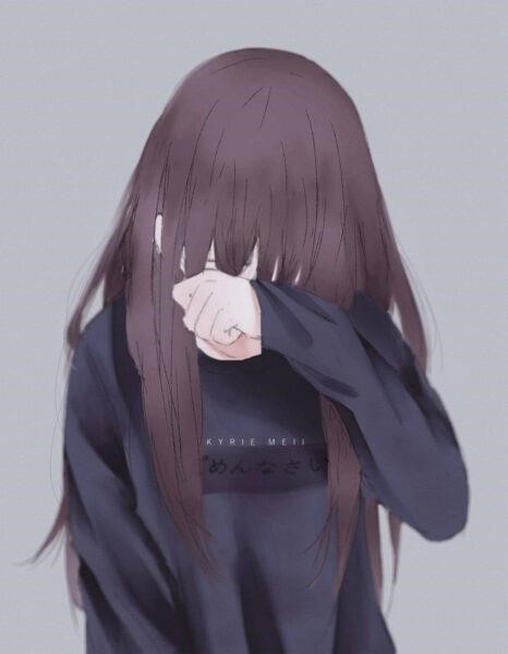 Hình ảnh của một cô gái trong anime, đang buồn, khóc và có tâm trạng.