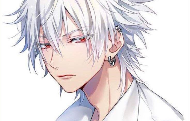 Hình ảnh của nhân vật nam trong phong cách anime có mái tóc màu trắng, mang đến một vẻ ngoài lạnh lùng và hấp dẫn.