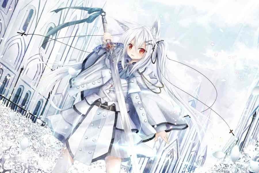 Hình ảnh cô gái Anime tóc màu bạc xinh đẹp nhất.