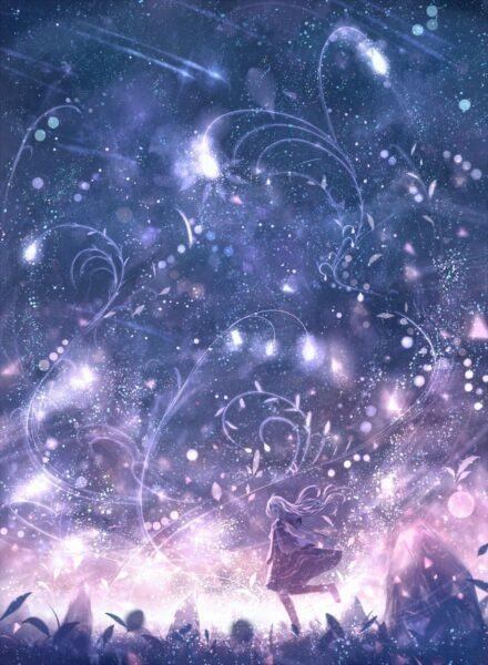 Ảnh Anime vũ trụ Galaxy đẹp, đáng yêu, lấp lánh.