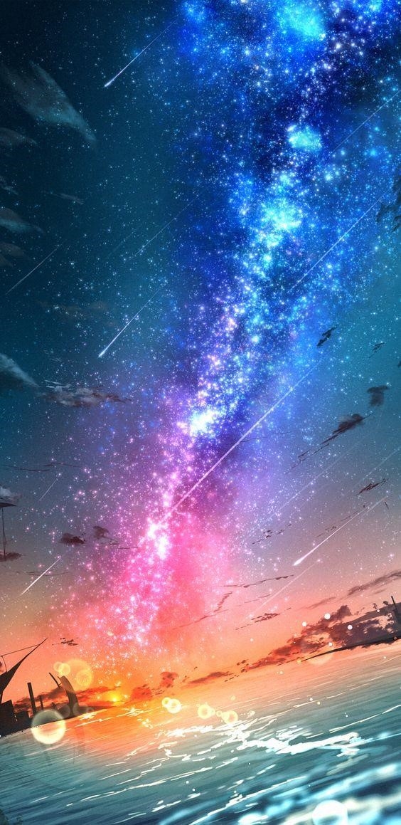 Hình nền galaxy anime mang đến một cảm giác thú vị và mê hoặc, với những màu sắc tươi sáng và hình ảnh độc đáo của các nhân vật anime trong không gian vô tận của vũ trụ.
