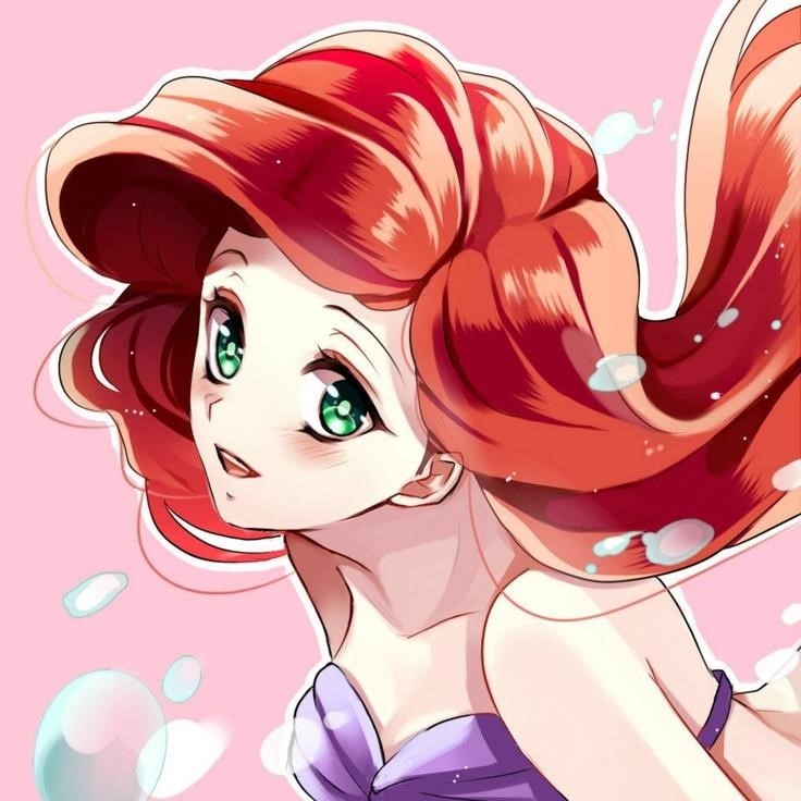 Hình họa của nàng tiên cá trong anime hoạt hình.