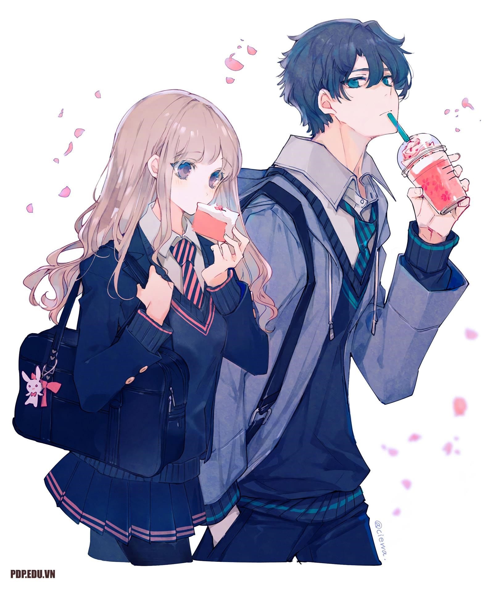 Hình ảnh của cặp đôi anime đáng yêu.