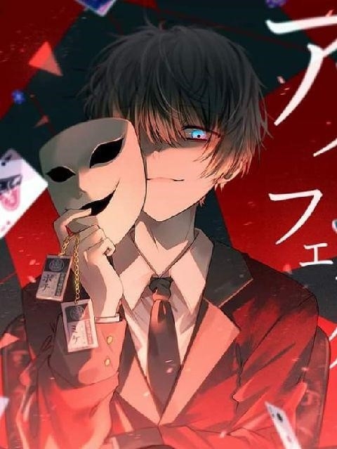 Hình ảnh của một chàng trai trong trang phục anime với đôi mắt màu đỏ hấp dẫn.