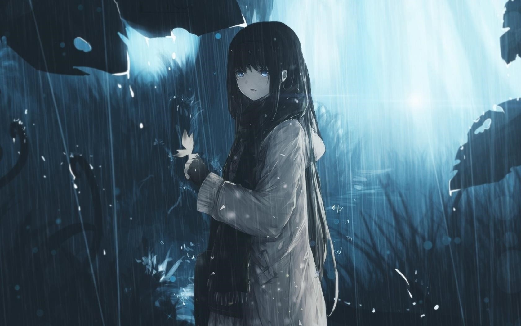 Ảnh anime khóc trong mưa thể hiện sự cảm xúc buồn bã và đau khổ của nhân vật, tạo nên một hình ảnh đầy tâm trạng và đậm chất nghệ thuật.