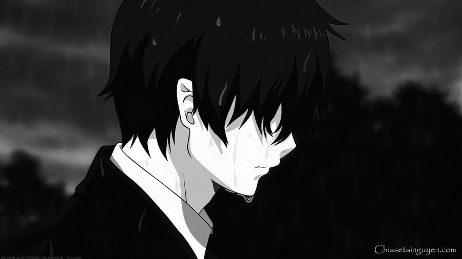 Hình anime khóc dưới mưa thể hiện cảm xúc đau buồn và tuyệt vọng của nhân vật trong tình huống mưa rơi, tạo nên một hình ảnh đầy xúc cảm và sâu sắc.
