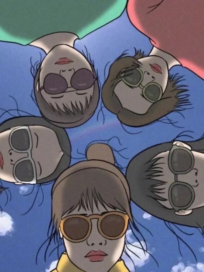 Hình ảnh của bức tranh anime 7 nhân vật.