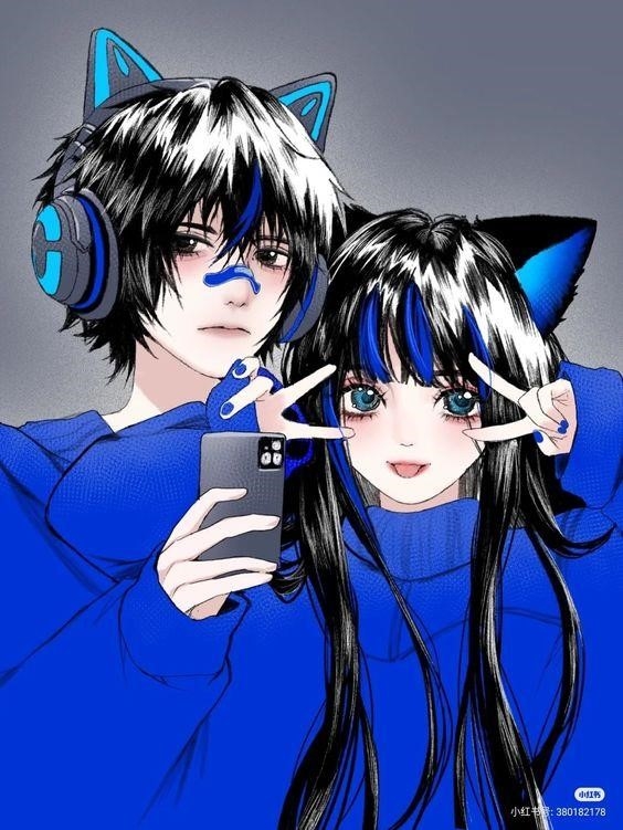 Hình ảnh hoạt hình của cặp đôi anime dành cho hai người.