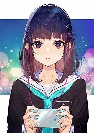 Cô gái trong anime chơi game vô cùng dễ thương và đáng yêu.