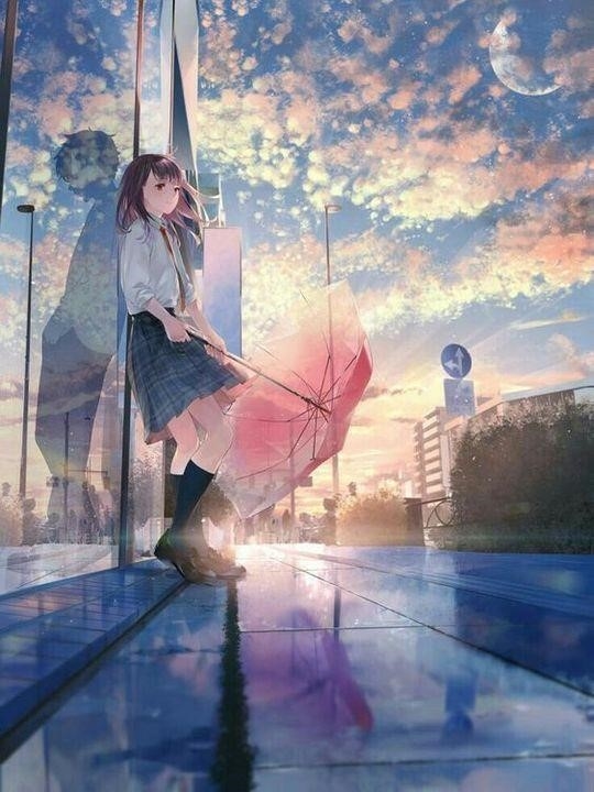 Hình ảnh cho tình yêu đơn phương của cô gái trong anime.